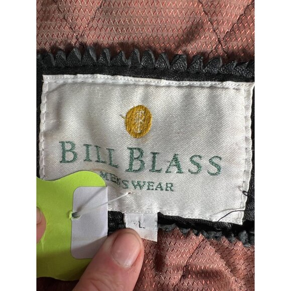 Bill Blass Bomber Jacket  Large Black Leather Damage on Left Shoulder - Picture 12 of 16